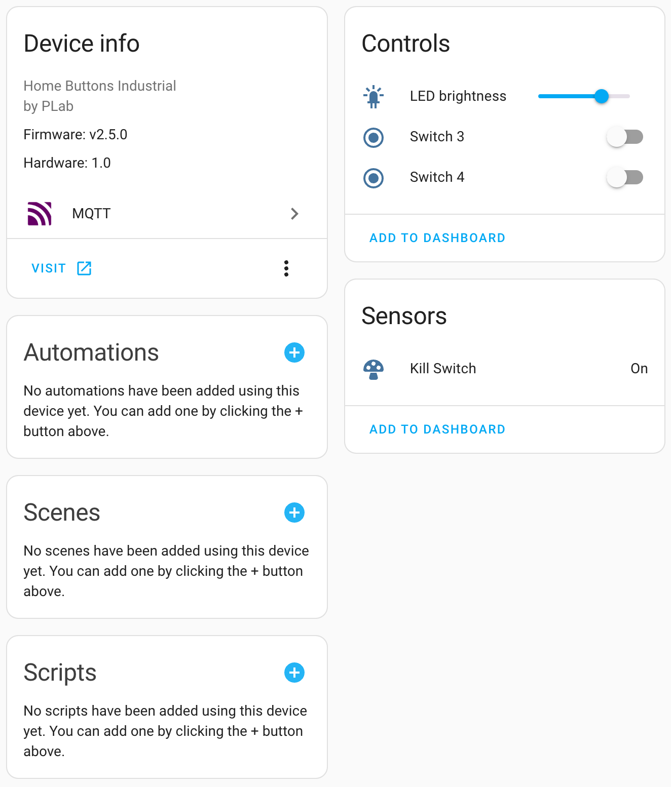 Home Assistant Device Page